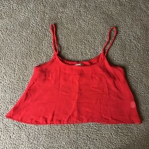 Red Flowy Crop Tank Top